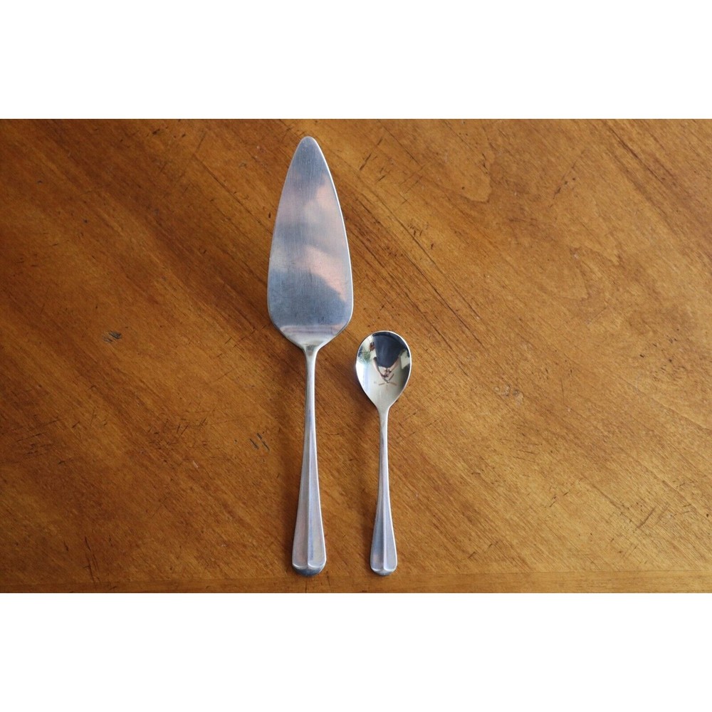 2 x Towle ASHLEY Stainless Supreme Korea Serving Pie Cake Server Sugar Spoon Lot